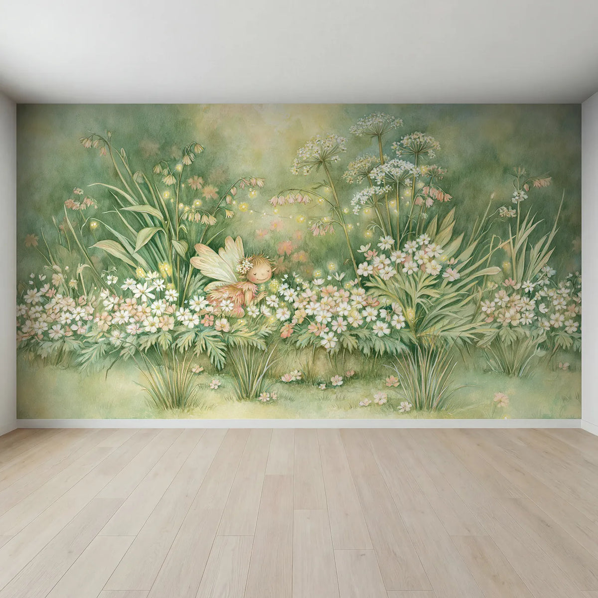 Full view of Little Fairy Garden Wallpaper Mural by Whimsy Tots