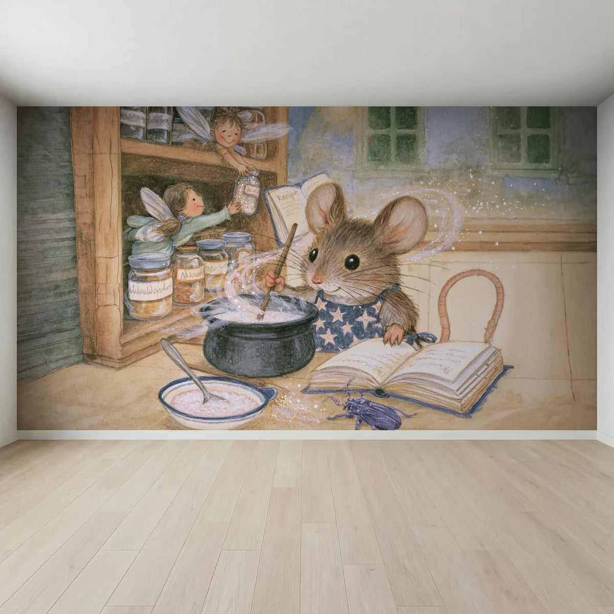 Full view of The Little Potion Kitchen Wallpaper Mural by Whimsy Tots