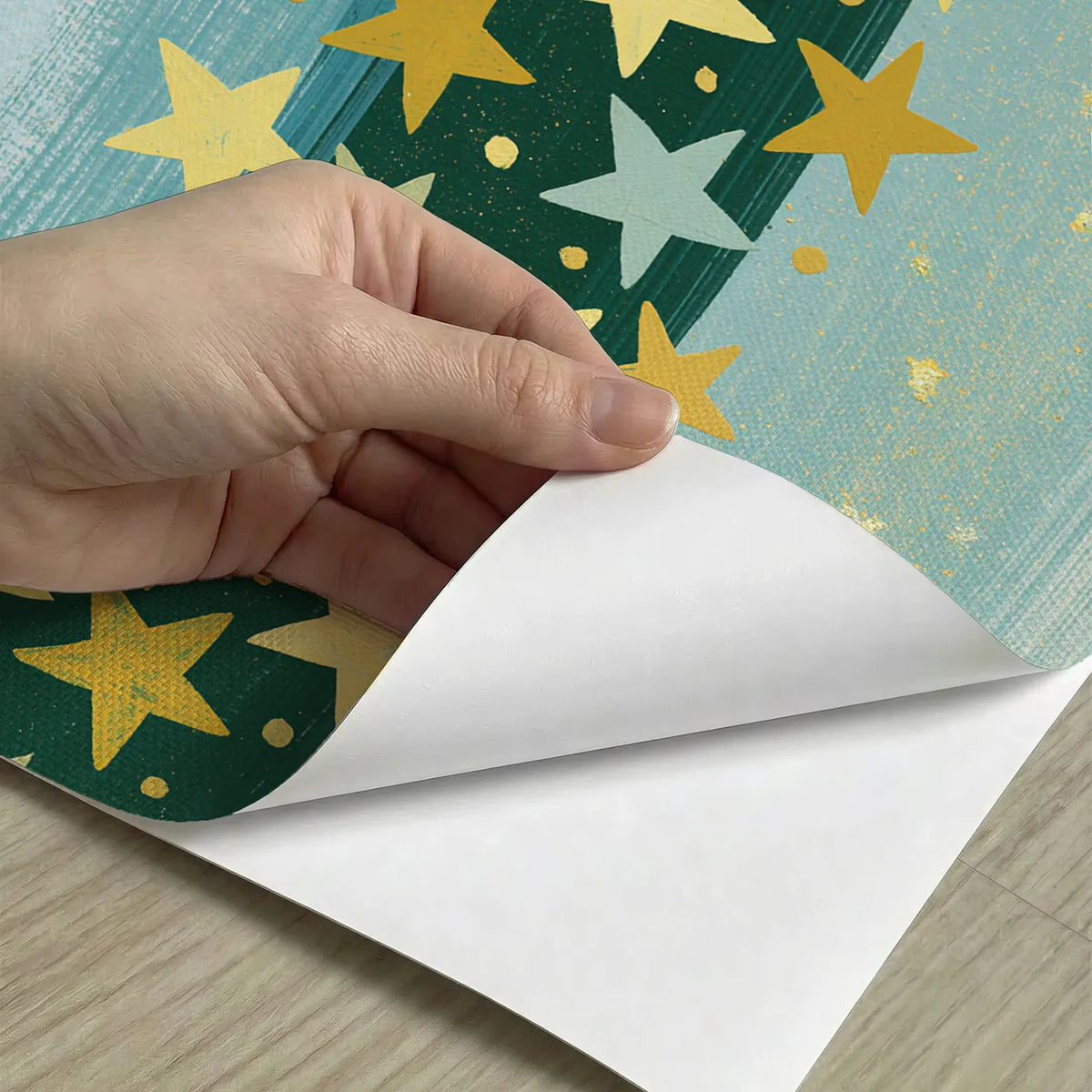 Peel-and-stick detail of Folk Star Cluster Wallpaper Mural by Whimsy Tots