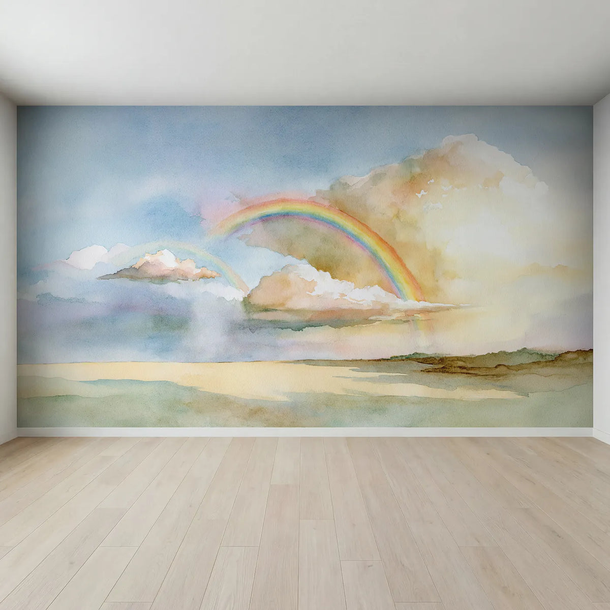 Full view of Rainbow Arc Study Wallpaper Mural by Whimsy Tots
