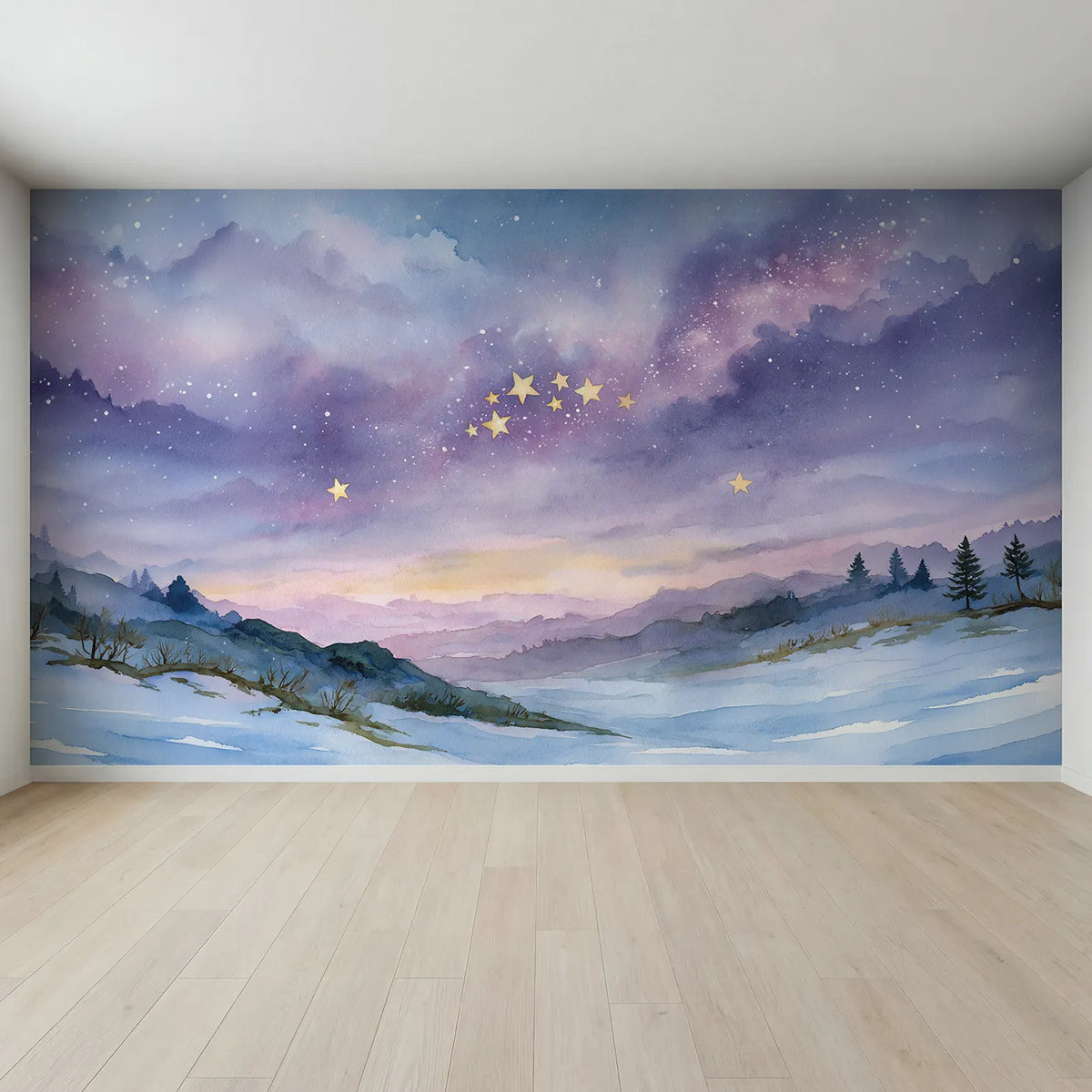 Full view of Star Cluster Study Wallpaper Mural by Whimsy Tots