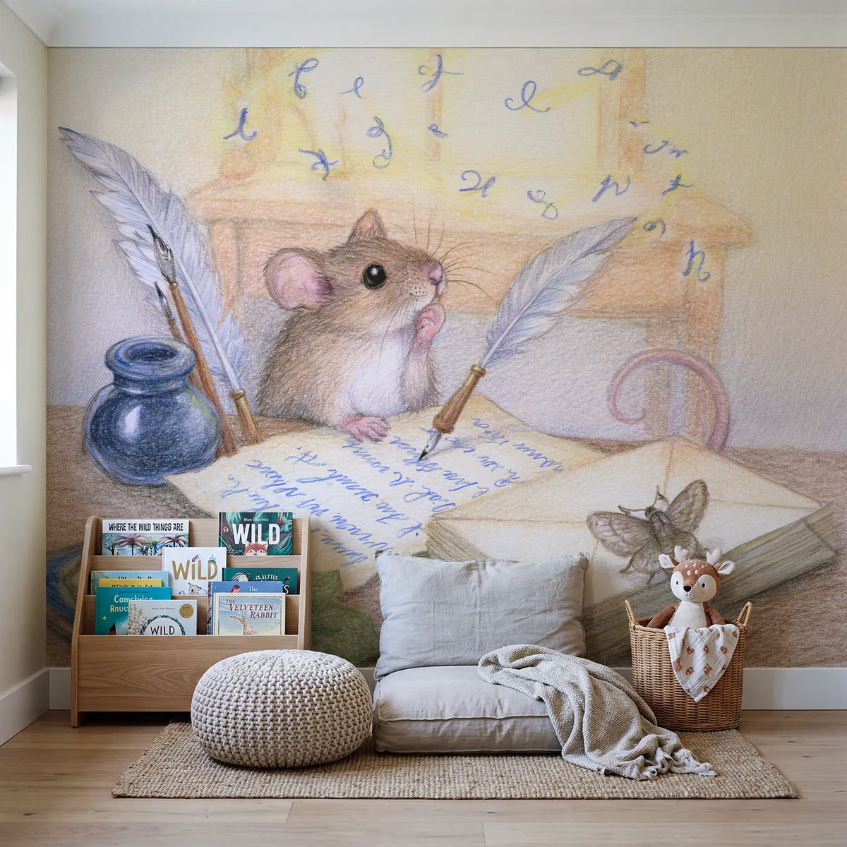 The Magic Ink Pot Wallpaper Mural in playroom setting by Whimsy Tots