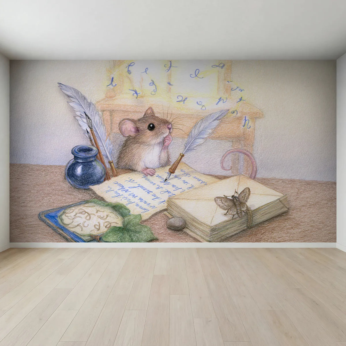 Full view of The Magic Ink Pot Wallpaper Mural by Whimsy Tots