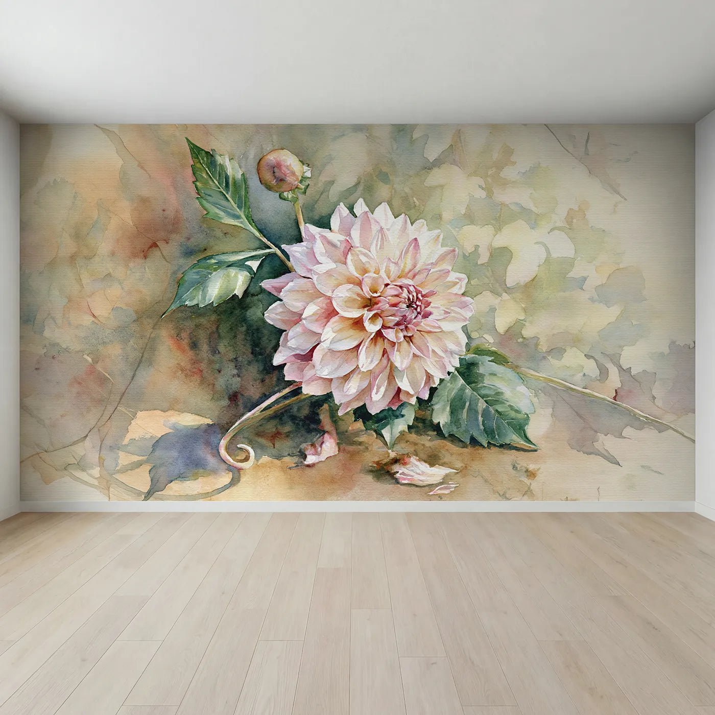 Full view of Garden Dahlia Study Wallpaper Mural by Whimsy Tots