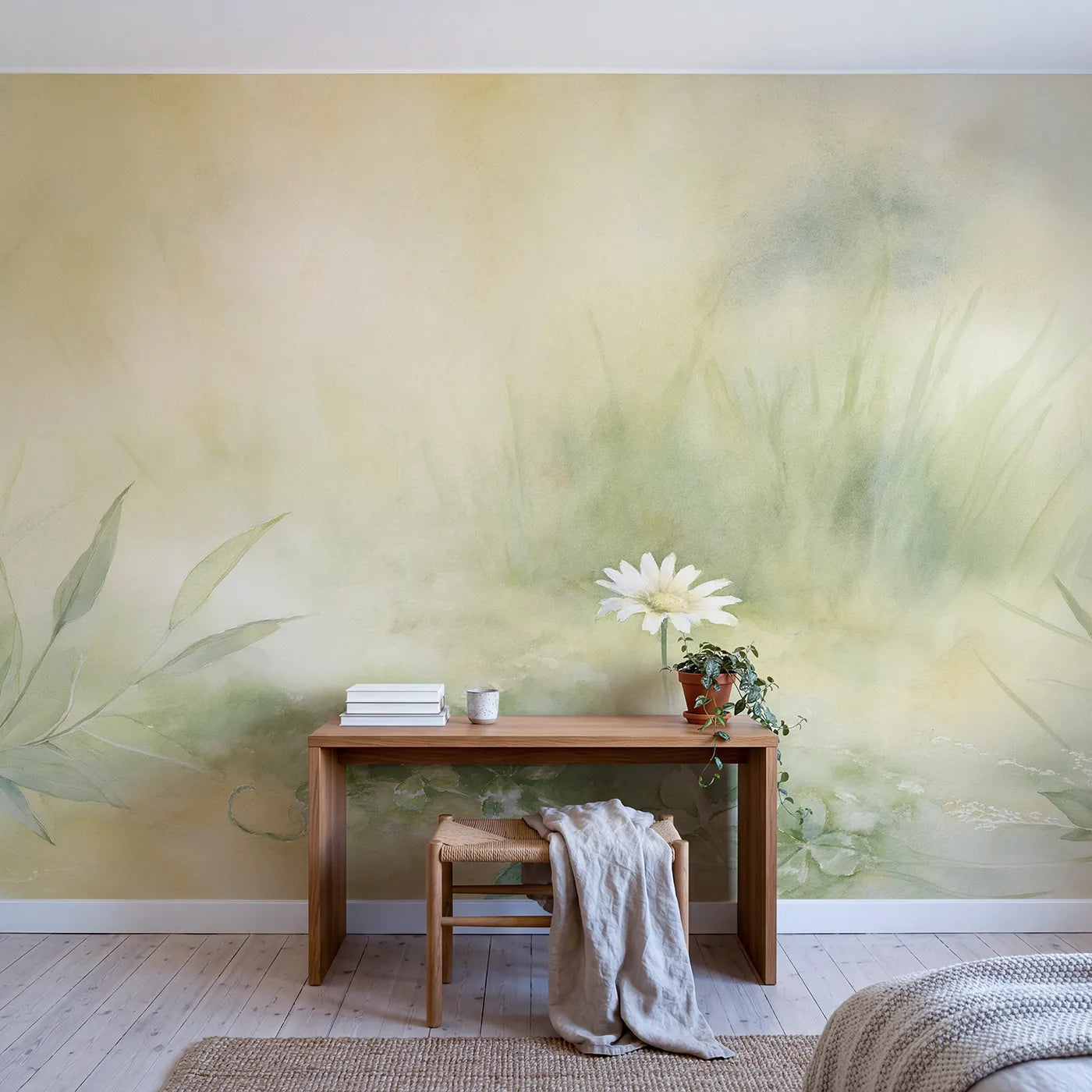 Gentle Daisy Light Wallpaper Mural in playroom setting by Whimsy Tots