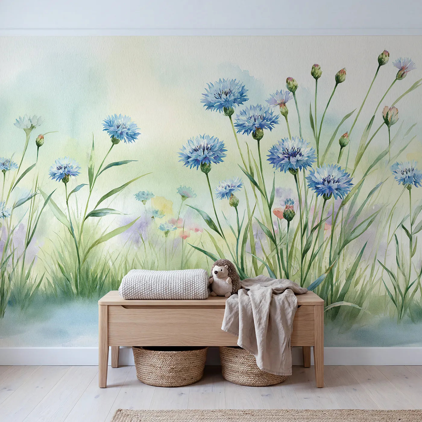 Cornflower Meadow Detail Wallpaper Mural in playroom setting by Whimsy Tots