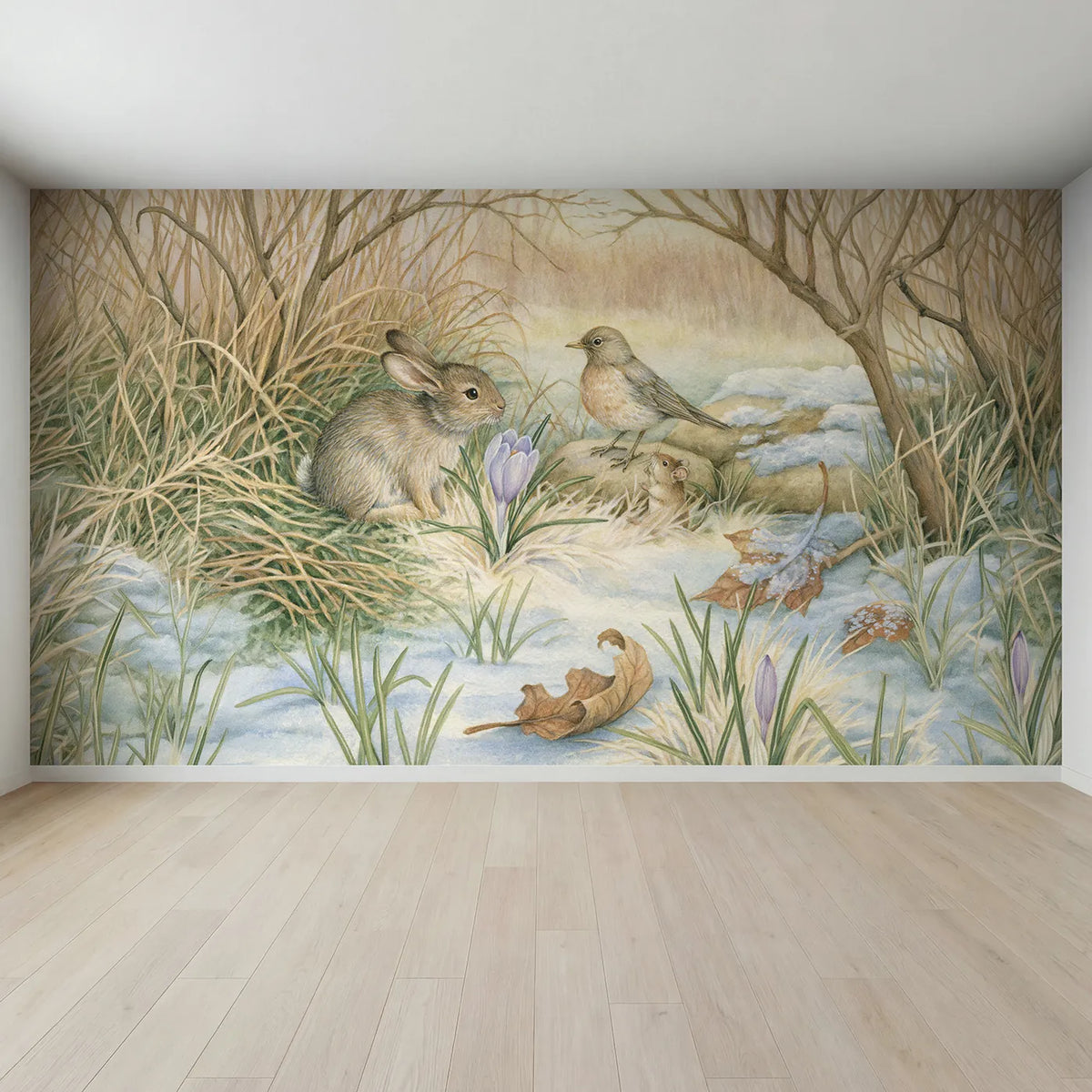 Full view of The First Crocus Wallpaper Mural by Whimsy Tots