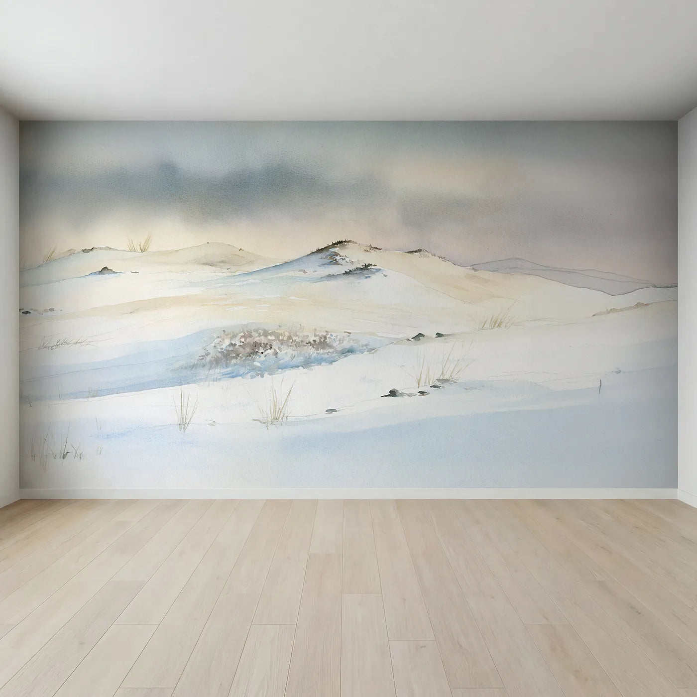Full view of Dusk Heather Moor Blooms Wallpaper Mural by Whimsy Tots