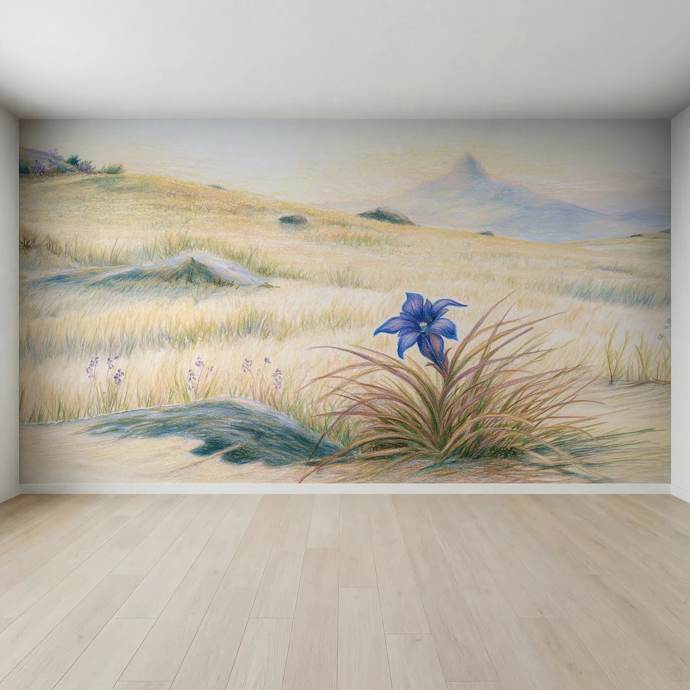 Full view of Alpine Gentian Wallpaper Mural by Whimsy Tots