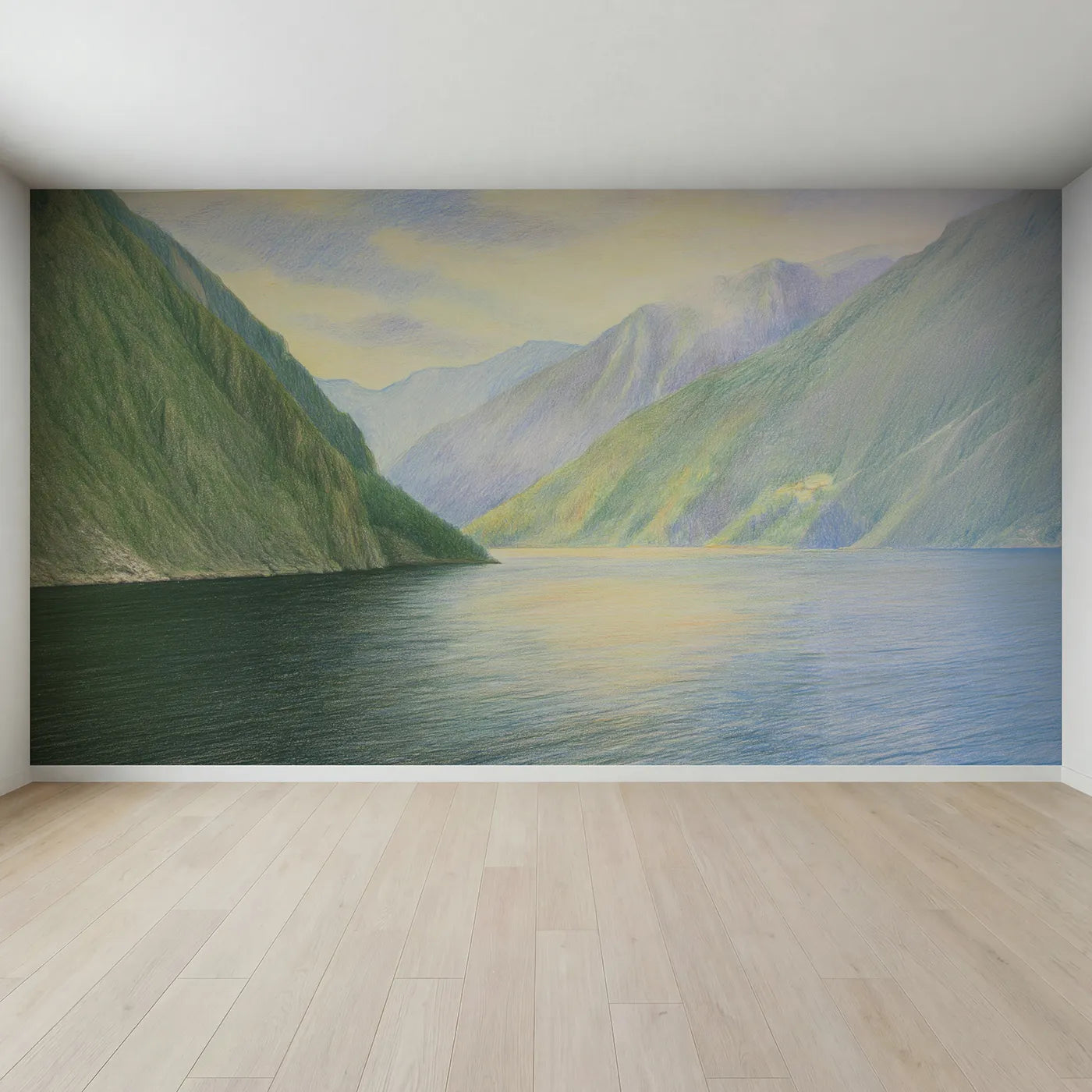 Full view of Misty Fjord Wallpaper Mural by Whimsy Tots