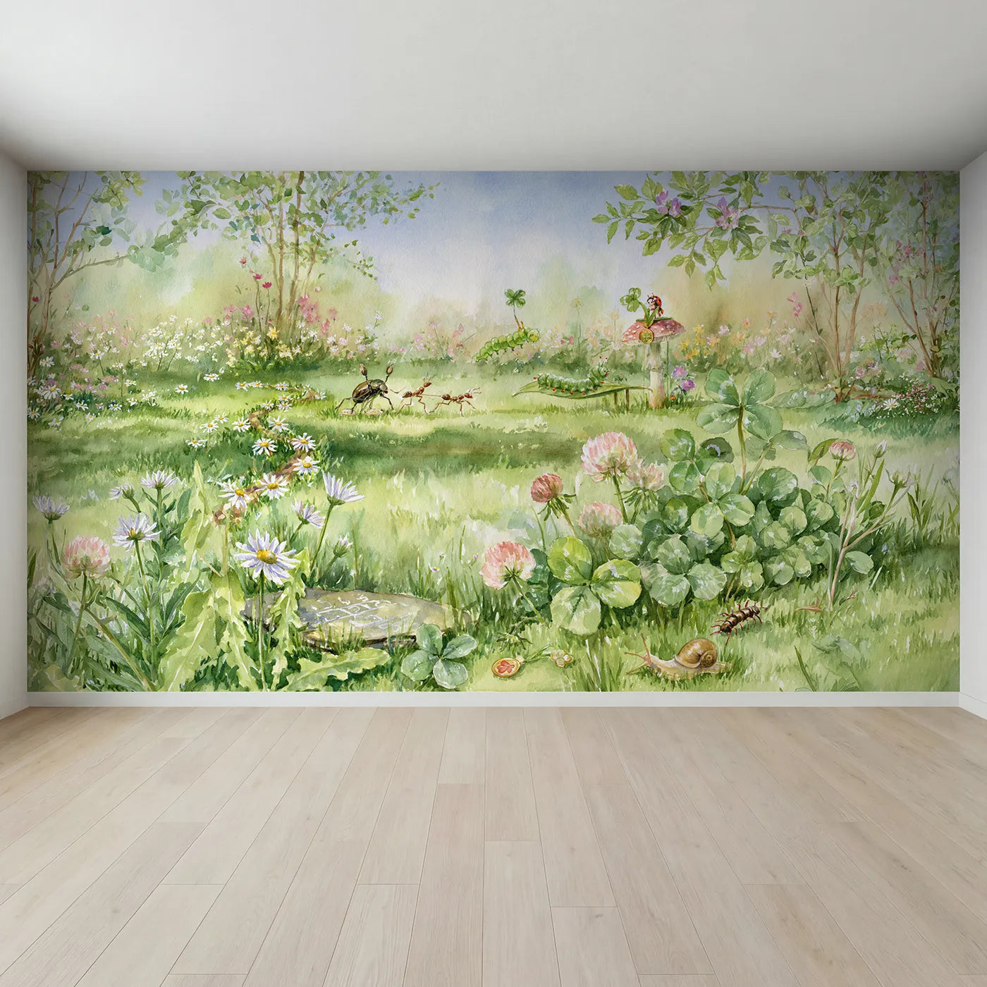 Full view of The Bug Sports Day Wallpaper Mural by Whimsy Tots