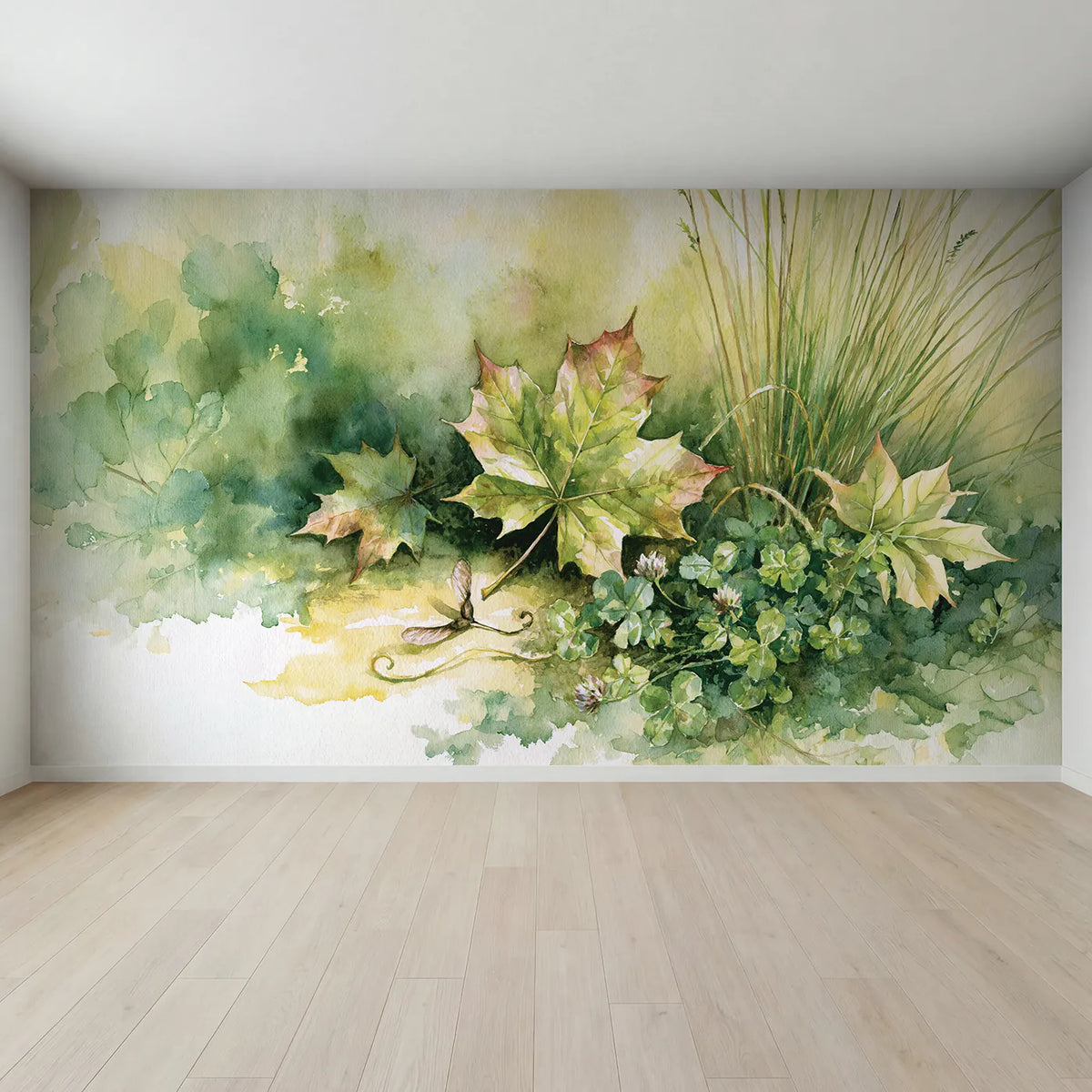 Full view of Maple Leaf Study Wallpaper Mural by Whimsy Tots
