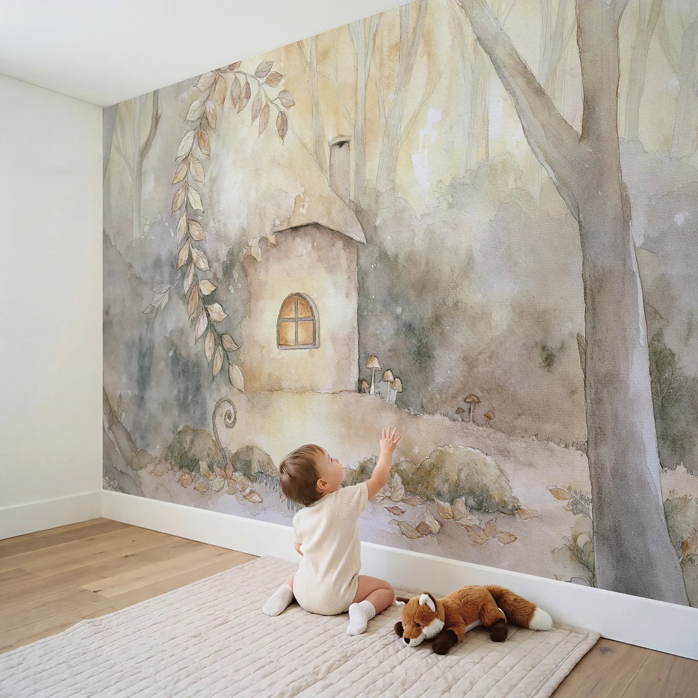 Child in nursery with Warm Window Light Wallpaper Mural by Whimsy Tots