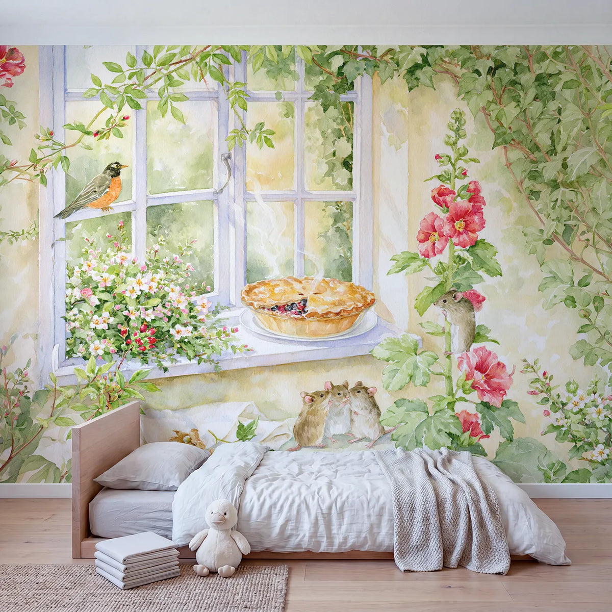 The Cooling Pie Wallpaper Mural in playroom setting by Whimsy Tots