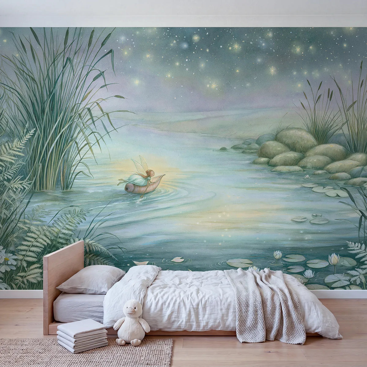 Fairy Dream Boat Wallpaper Mural in playroom setting by Whimsy Tots