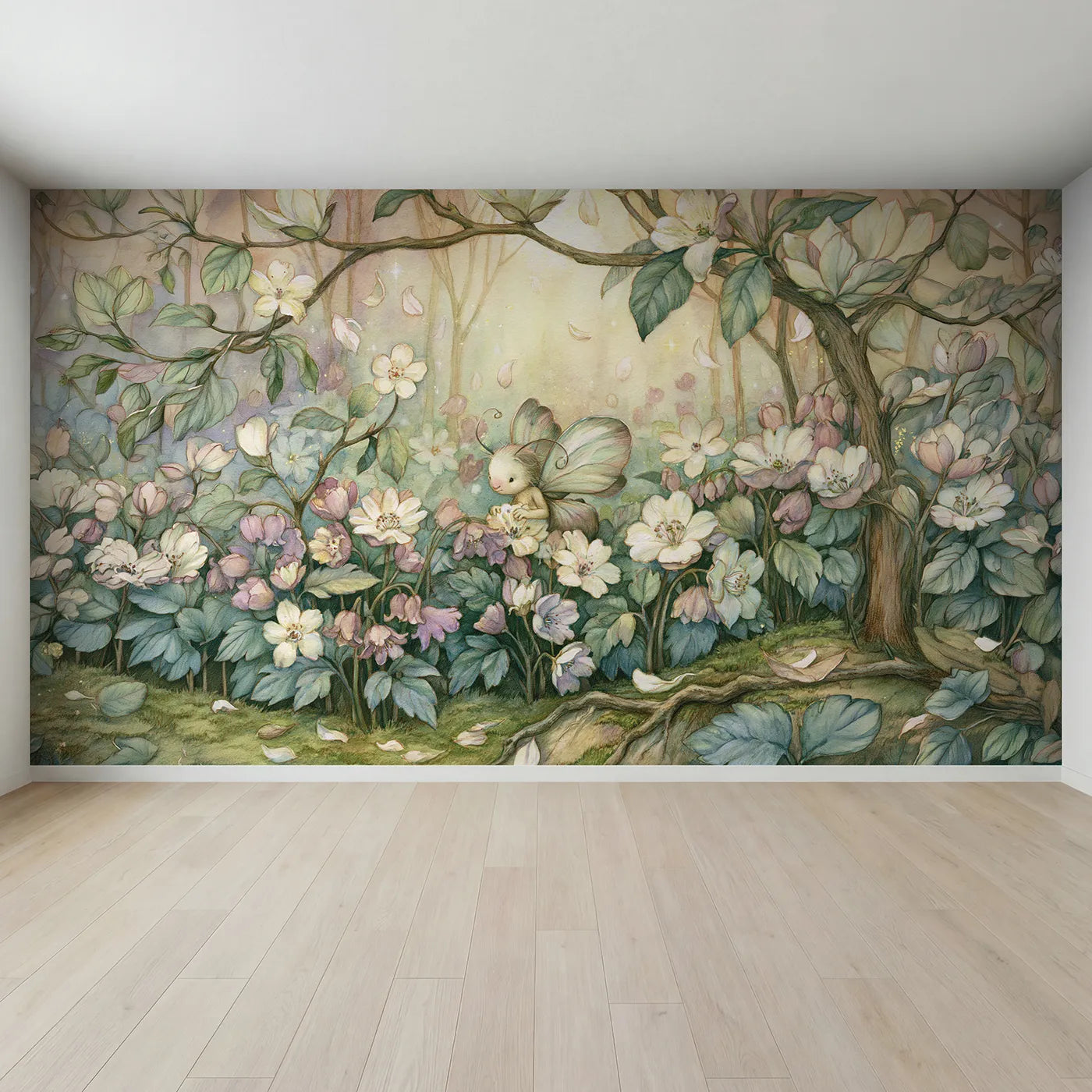 Full view of Little Flower Sprite Wallpaper Mural by Whimsy Tots