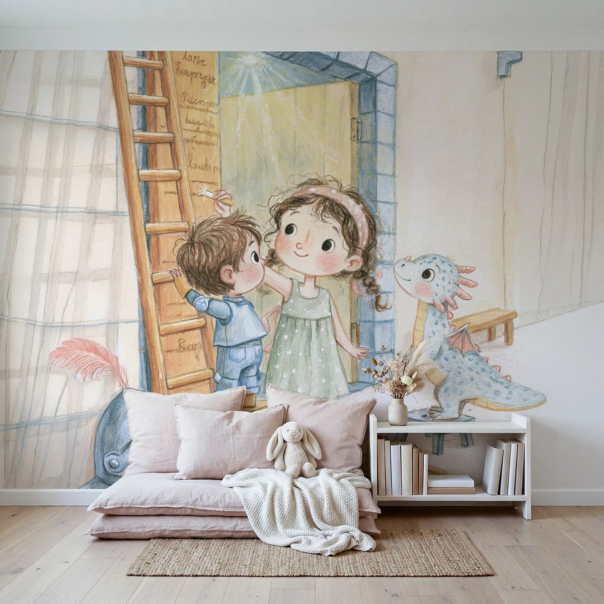 Royal Height Chart Wallpaper Mural in playroom setting by Whimsy Tots