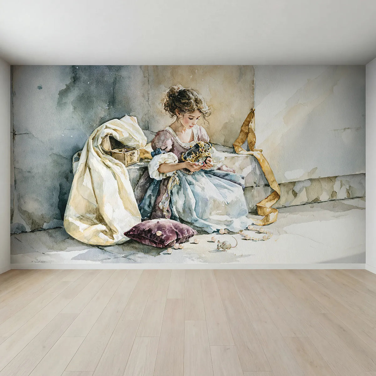 Full view of Princess Crown Jewels Wallpaper Mural by Whimsy Tots