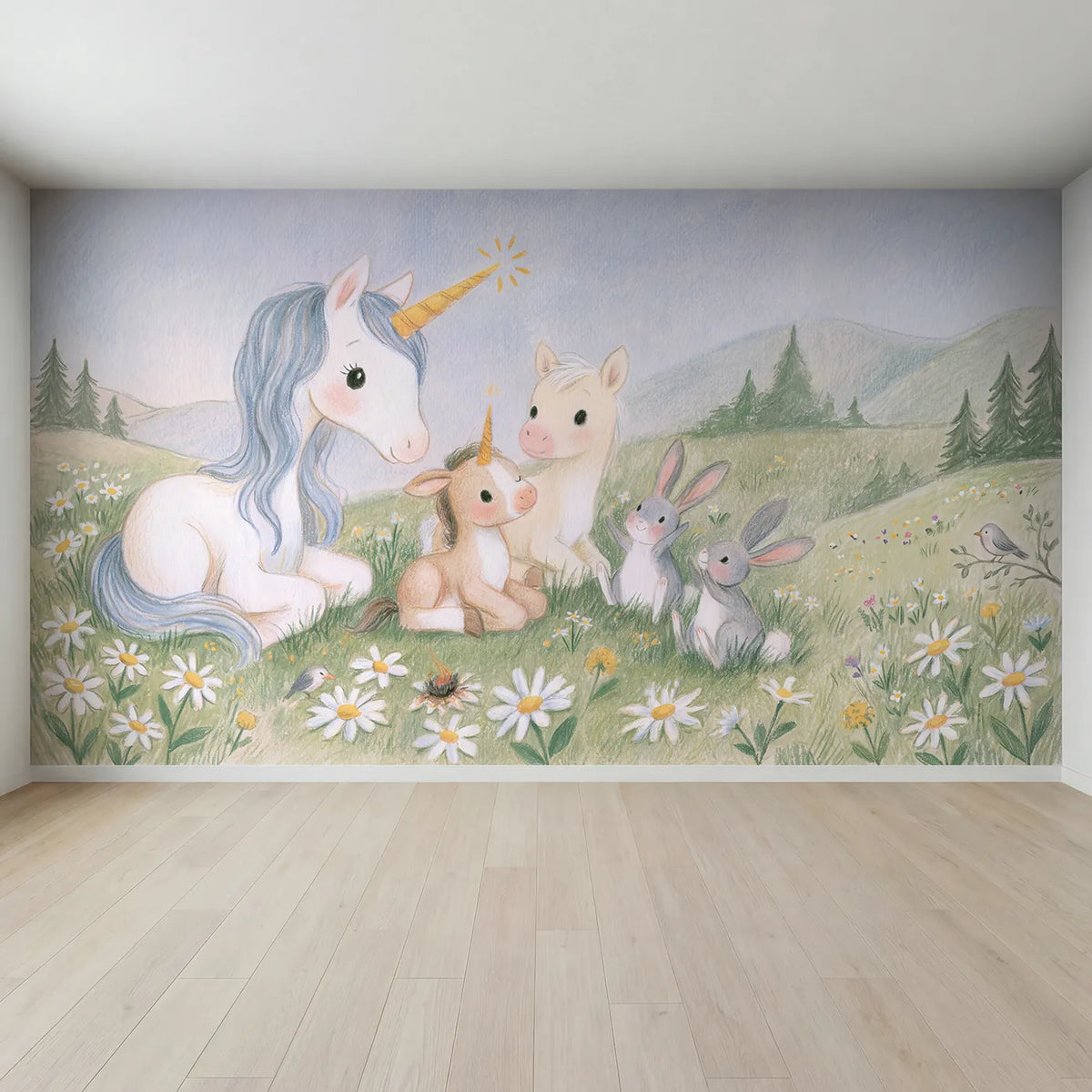 Full view of The First Sparkle Wallpaper Mural by Whimsy Tots