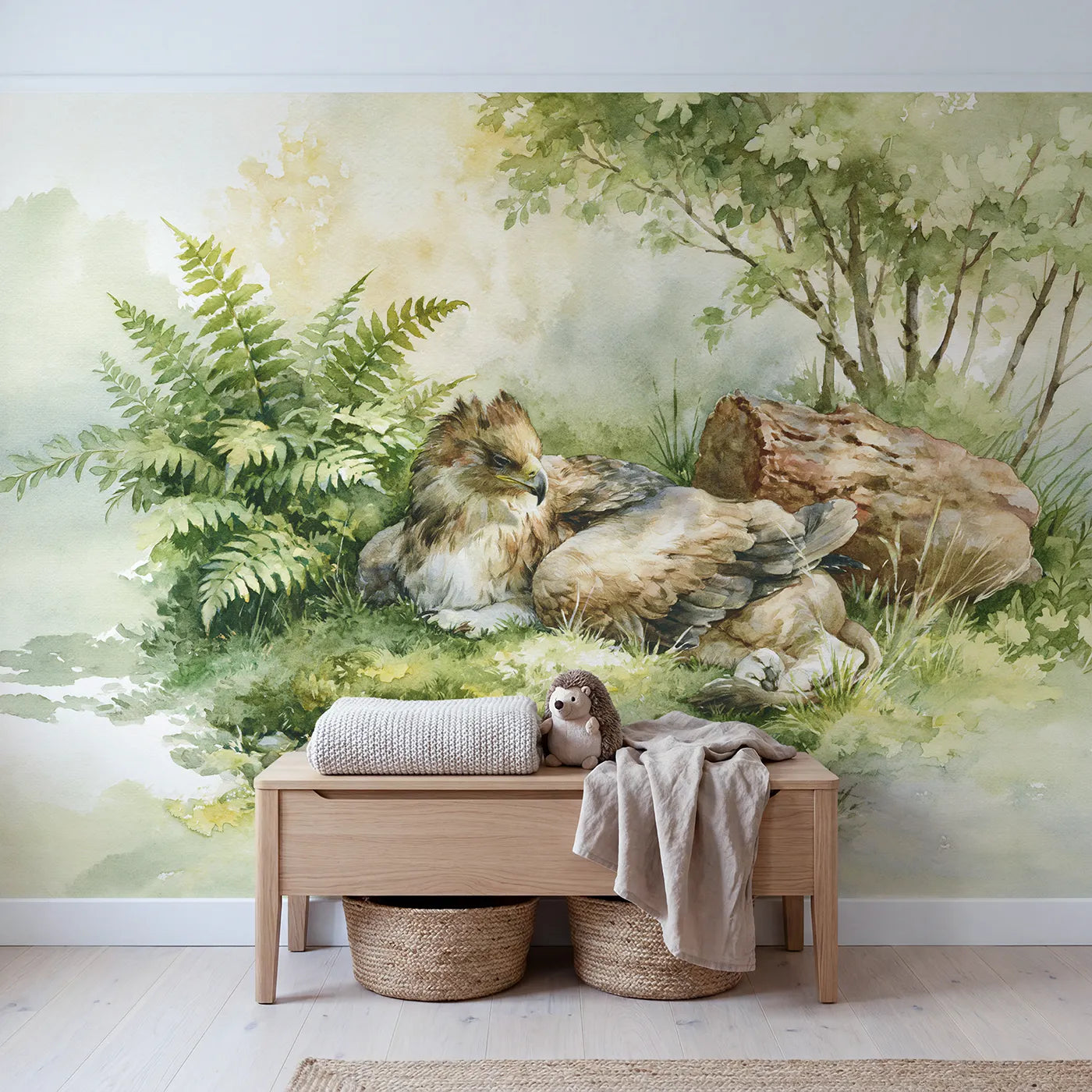 Gentle Griffin Rest Wallpaper Mural in playroom setting by Whimsy Tots