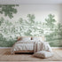 Toile wall mural of a village dance in green ink on bright white by Whimsy Tots