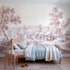 Toile wall mural of a morning market in pink ink on bright white by Whimsy Tots