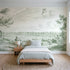 Toile wall mural of children flying a kite in green ink by Whimsy Tots