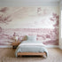 Toile wall mural of children flying a kite in pink ink by Whimsy Tots
