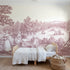 Toile wall mural of orchard apple picking in pink ink by Whimsy Tots