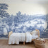 Toile wall mural of orchard apple picking in single ink by Whimsy Tots