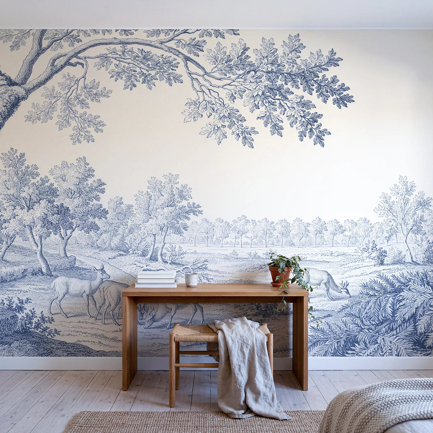 Grazing Deer Glade Wallpaper Mural in playroom setting by Whimsy Tots