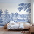 Toile wall mural of a fawn resting in a meadow in single ink by Whimsy Tots