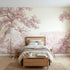 Toile wall mural of a squirrel on an oak bough in pink ink by Whimsy Tots