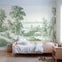 Toile wall mural of a stone bridge over a stream in green ink by Whimsy Tots