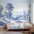 Toile wall mural of a stone bridge over a stream in single ink by Whimsy Tots