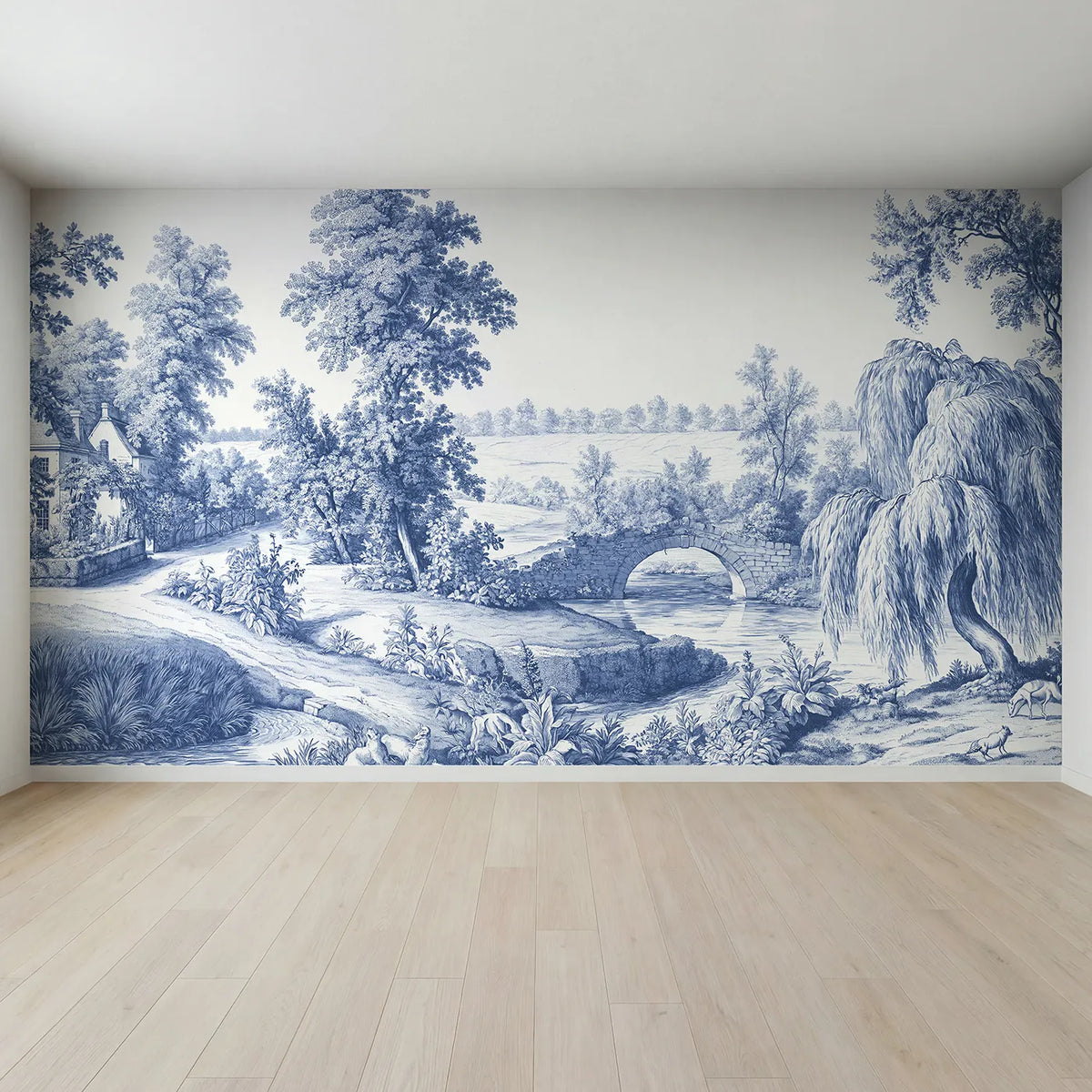 Full view of Old Stone Bridge Wallpaper Mural by Whimsy Tots