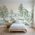 Toile wall mural of a vine-wreathed gazebo in green ink by Whimsy Tots