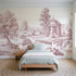 Toile wall mural of a vine-wreathed gazebo in pink ink by Whimsy Tots