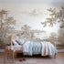 Toile wall mural of a walled garden gate in brown ink by Whimsy Tots