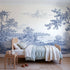 Toile wall mural of a walled garden gate in single ink by Whimsy Tots