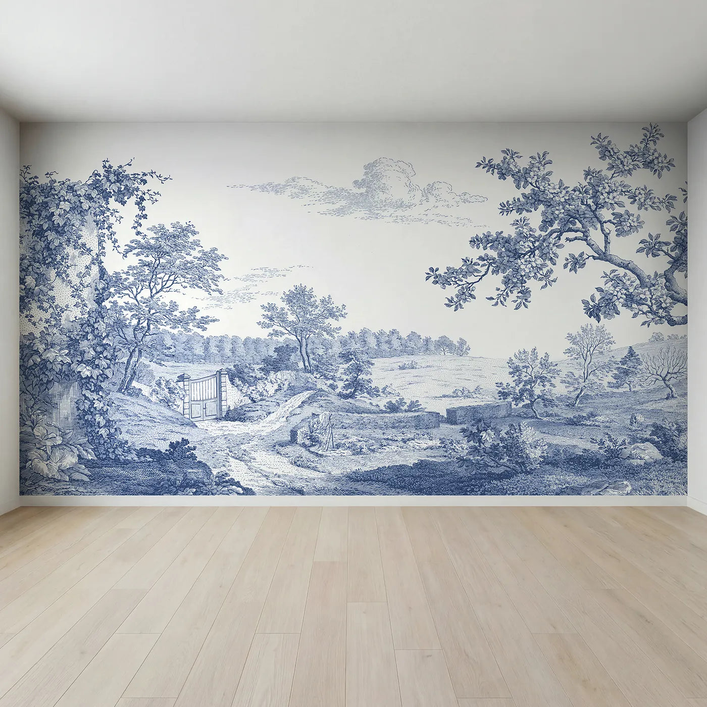 Full view of Walled Garden Gate Wallpaper Mural by Whimsy Tots