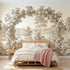 Toile wall mural of a rose trellis arbor in brown ink by Whimsy Tots