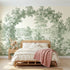 Toile wall mural of a rose trellis arbor in green ink by Whimsy Tots
