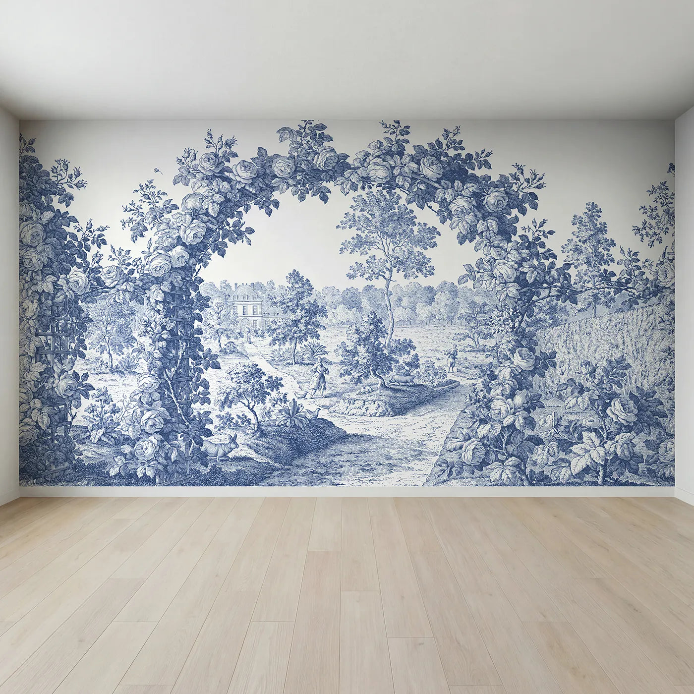 Full view of Trellis Rose Arbor Wallpaper Mural by Whimsy Tots