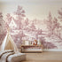 Toile wall mural of a cottage in a flower garden in pink ink by Whimsy Tots