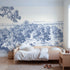 Toile wall mural of apple orchard rows in single ink by Whimsy Tots