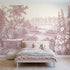 Toile wall mural of a brimming flower basket in pink ink by Whimsy Tots