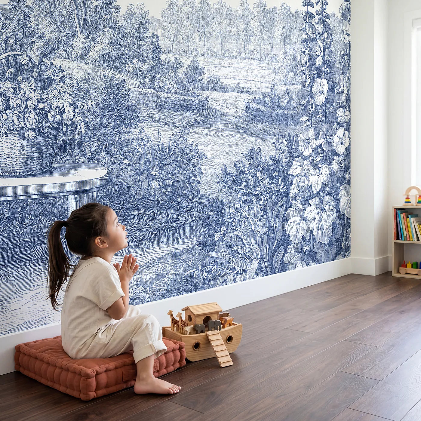 Child in nursery with Flower Basket Still Wallpaper Mural by Whimsy Tots