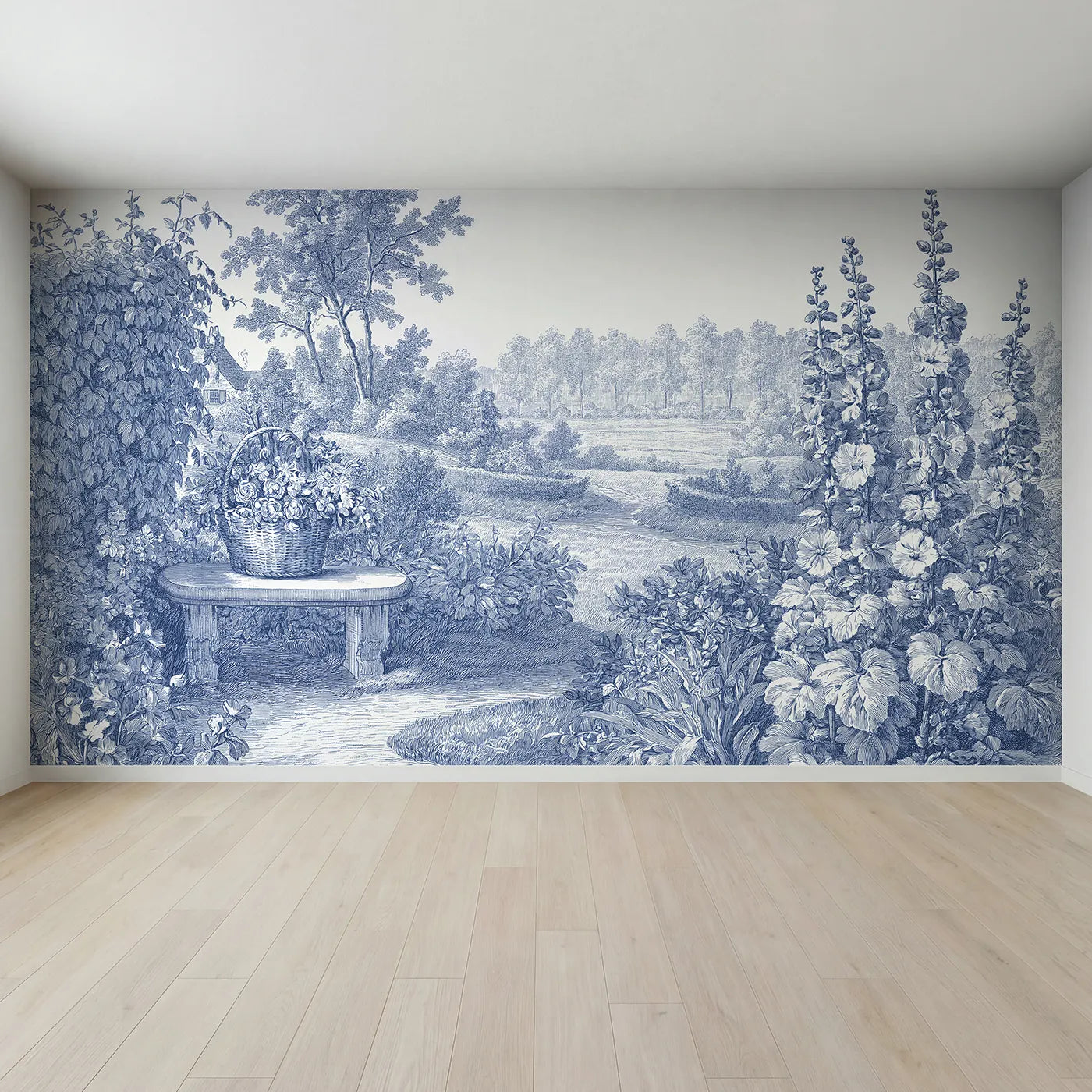 Full view of Flower Basket Still Wallpaper Mural by Whimsy Tots