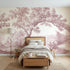 Toile wall mural of a cherry blossom spray in pink ink by Whimsy Tots